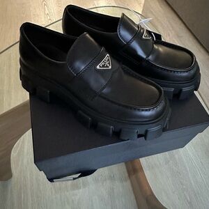 Prada Men's Black Leather Loafers